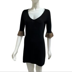 TABLA 100% Cashmere Mini Shift Dress Beaded Pretty Woman cocktail black dress XS
